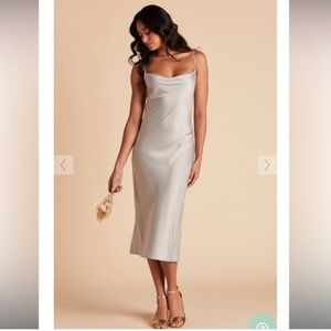 NWT Birdy Grey Lisa MIDI Dress in Shiny Satin Pewter